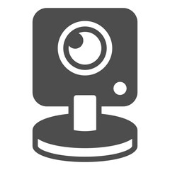 Webcam with microphone solid icon, portable electronics device concept, computer video camera sign on white background, glyph style icon for mobile and web design. Vector graphics.
