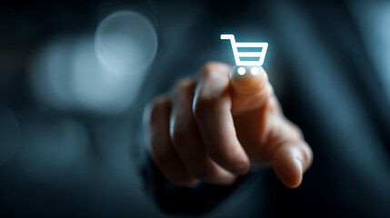 E-commerce innovation virtual shopping cart experience digital workspace 3d visualization modern technology engaging perspective