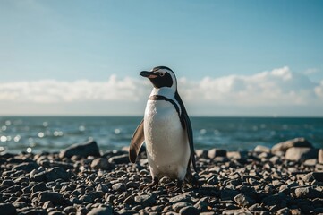 Obraz premium Penguin species native to southern coastal regions