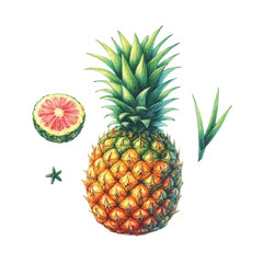 painapple fruit transparent bg