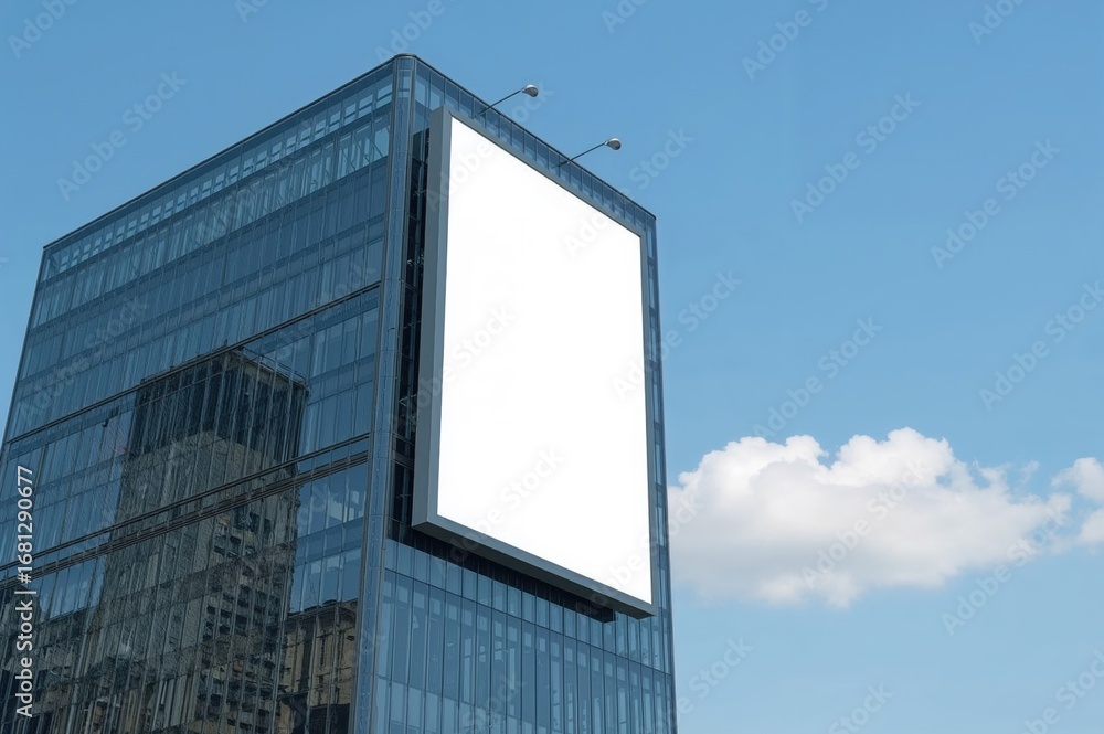Aufkleber vertical billboard featuring a large gray led display mounted on a tower building with clipping path