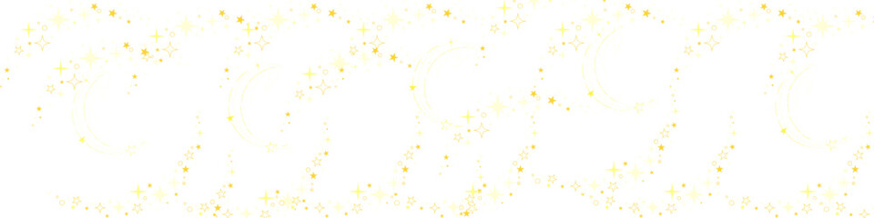 delicate pattern made of yellow irregular shape of yellow stars  panoramic vector design with transparent background © MonkaLemonka