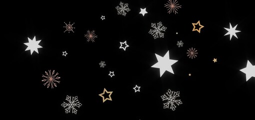 Festive winter background with stars and snowflakes. Perfect for holiday designs, cards, and websites.