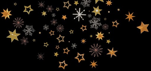Beautiful winter background with golden stars and snowflakes. Perfect for Christmas, New Year, and winter holidays.