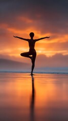 yoga fitness concept with healthy, girl, standing