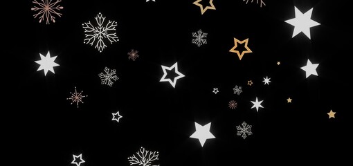 Festive winter background with stars and snowflakes. Perfect for holiday cards, websites, and more!
