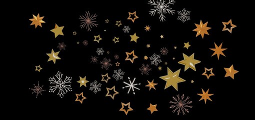 Beautiful festive background with golden stars and snowflakes. Perfect for Christmas, New Year, and winter holidays.