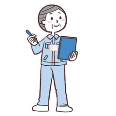 調査するシニア男性のイラスト