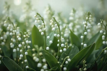 Obraz premium Valley Lily Blossoms with a Floral Backdrop