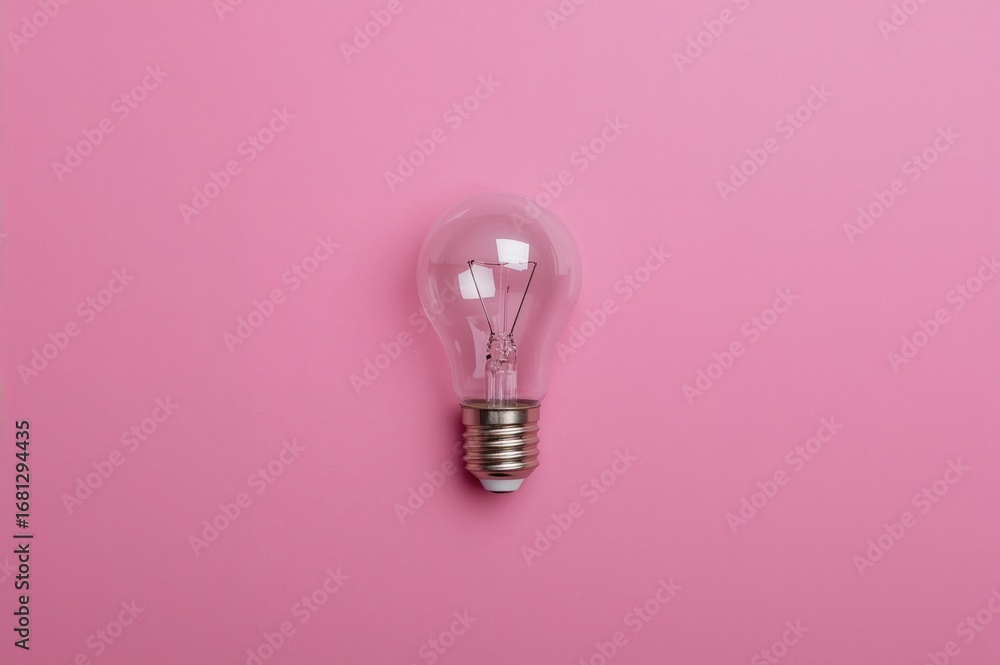 Poster illuminated bulb against vibrant backdrop symbolizing creativity and inspiration. overhead shot with