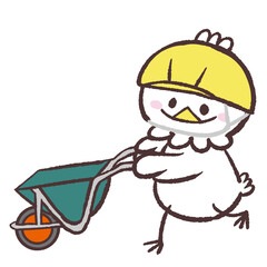 一輪車を押す白い鳥のイラスト © おひさまストック