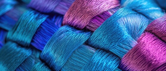 Colorful braided texture with vibrant threads