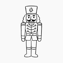 Hand Drawn Christmas Line Art Nutcracker soldier