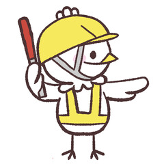 	誘導する白い鳥の横向きのイラスト