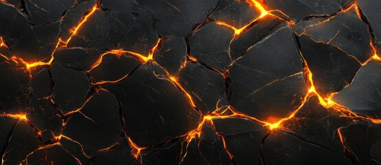 Glowing lava on cracked surface texture