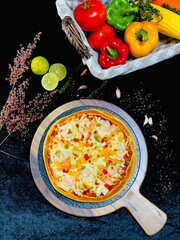 Crab stick cheese pizza with melted mozzarella, savory and delicious.