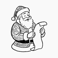 Hand Drawn Christmas Line Art Santa Claus