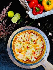 Crab stick cheese pizza with melted mozzarella, savory and delicious.