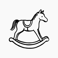 Hand Drawn Christmas Line Art Rocking horse