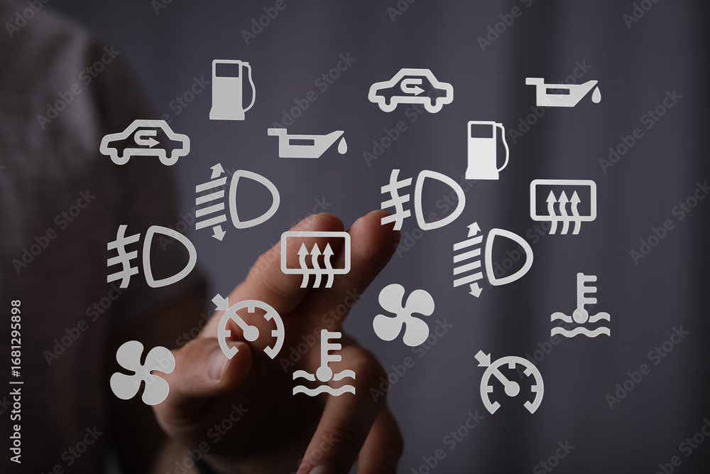 Poster learn to recognize and understand common car dashboard warning lights and symbols to ensure safe dri