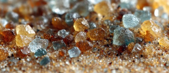 Colorful sand glimmers in sunlight