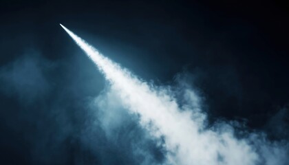 Realistic Effect Of Smoke From Space Rocket Launch Creating Foggy Trail In Airplane Or Jet Condensation Track.