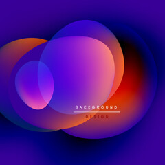 Abstract vibrant circles overlap. Gradient hues transition from purple, orange, red. Modern design element for backgrounds.