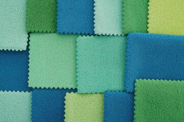 Fototapeta premium Top-down view of numerous vibrant microfiber towels arranged as a backdrop