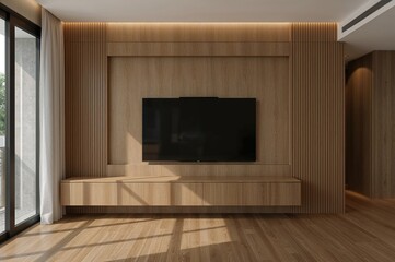 3D Render of a Simple TV Wall Cabinet Interior Mockup