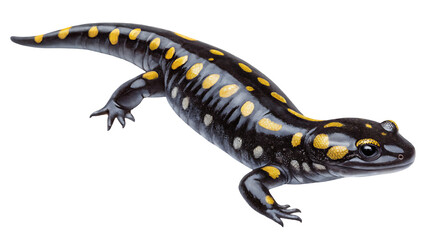 stunning watercolour collection of a spotted salamander ambystoma maculatum isolated on white background