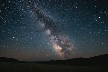 Astrophotography of the Milky Way over a picturesque landscape