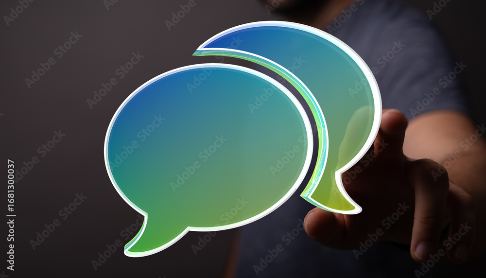 Aufkleber Abstract image of two speech bubbles, symbolizing communication and connection.