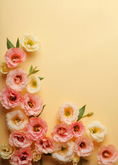 beautiful flower arrangement on a colored background with place for text.. Vertical photo format