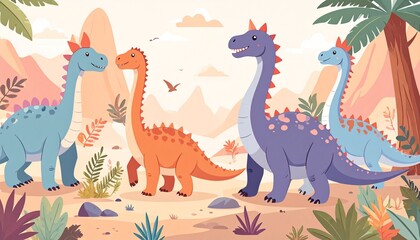 Seamless Dinosaurs , cute Dinosaurs friendship for forever baby boys for appare