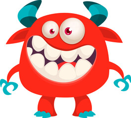 Cartoon funny monster character design with funny face expression. Halloween vector illustration 