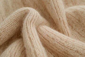 Close-up view of woolen knit fabric texture as a backdrop