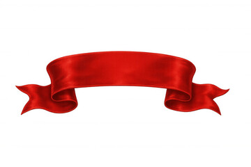 Realistic red waving ribbon on transparent background, perfect for adding a touch of elegance and celebration to designs