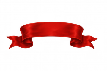 Realistic red waving ribbon on transparent background, perfect for adding a touch of elegance and celebration to designs