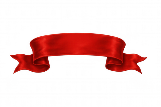 Realistic red waving ribbon on transparent background, perfect for adding a touch of elegance and celebration to designs