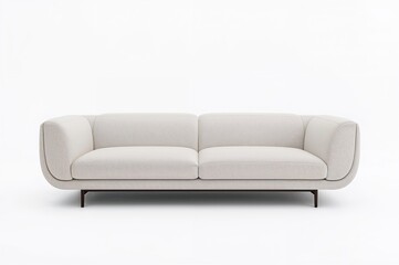 Fototapeta premium Contemporary couch displayed against a white backdrop, front perspective