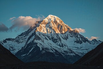 Dawn illumination on the second highest peak in the Karakoram range.