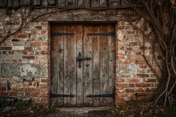 Ancient rustic wooden entrance