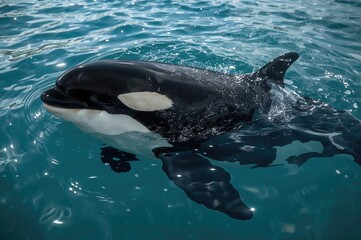 Fototapeta premium Orcinus orca swimming in northern waters