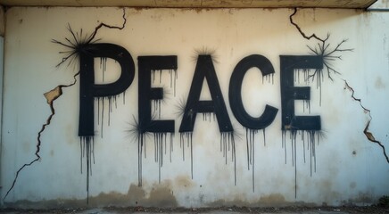 Graffiti on a wall with the word peace written on it