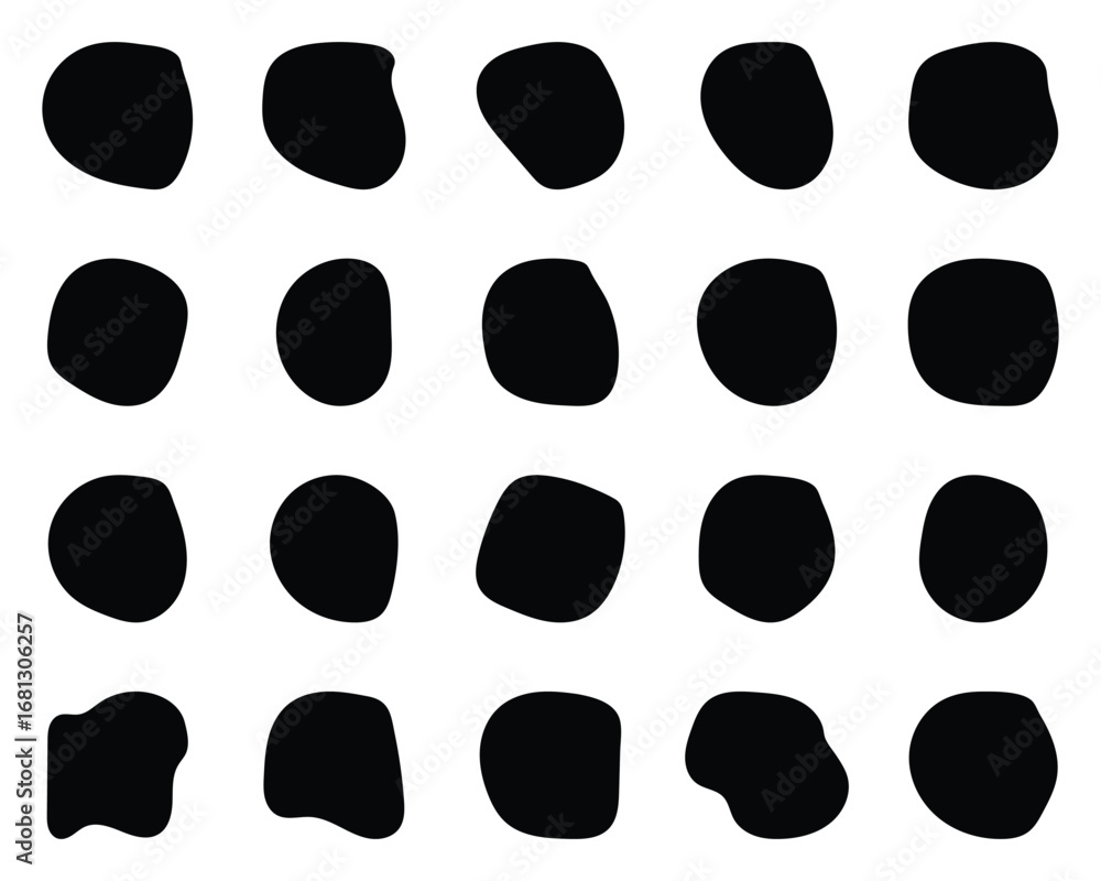 Aufkleber blobs icon. rock black icons. drops or stone silhouettes. vector set of black blobs. organic blob sh