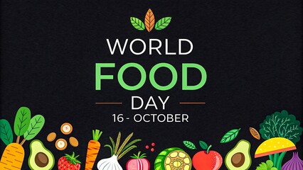 World Food Day Poster with Vegetables Fruits and Healthy Food Illustration
