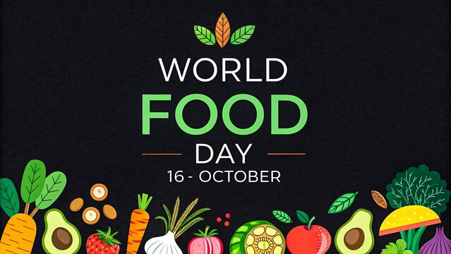 World Food Day Poster with Vegetables Fruits and Healthy Food Illustration
