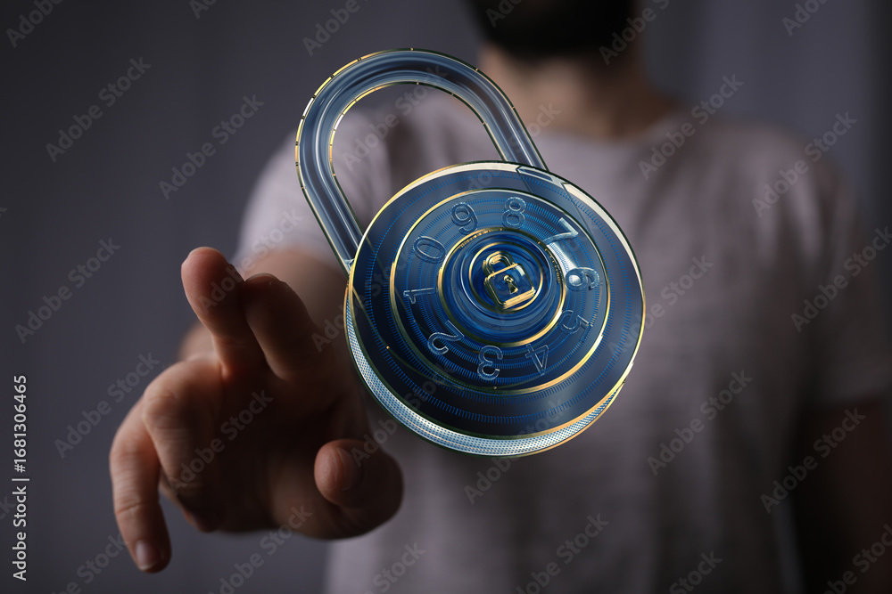 Aufkleber cybersecurity concept. protecting sensitive information with strong passwords and encryption.