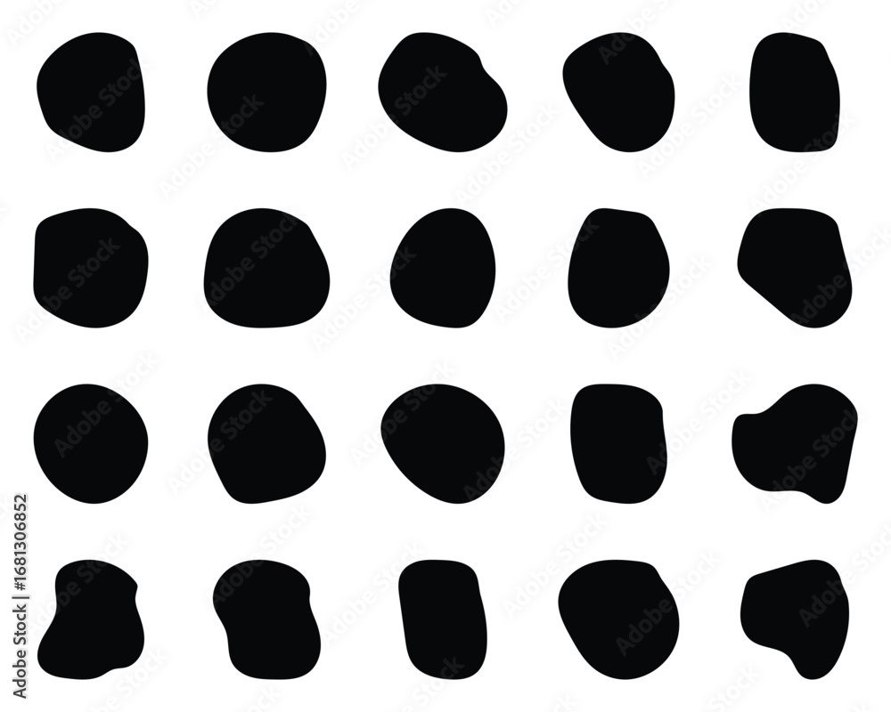 Aufkleber blobs icon. rock black icons. drops or stone silhouettes. vector set of black blobs. organic blob sh