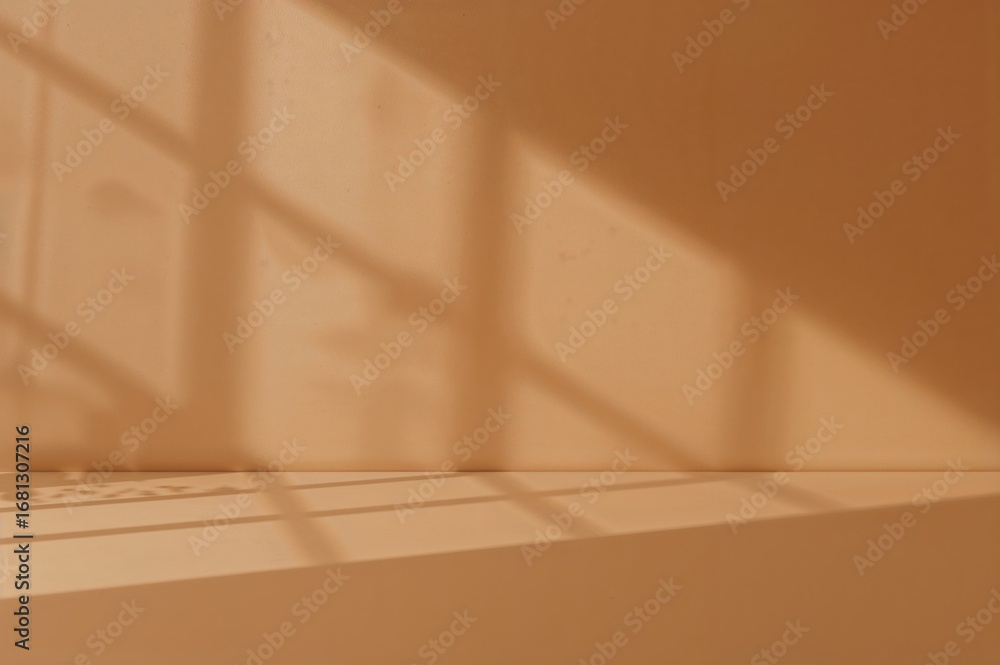 Poster simple studio setup featuring gentle shadows on a brown base